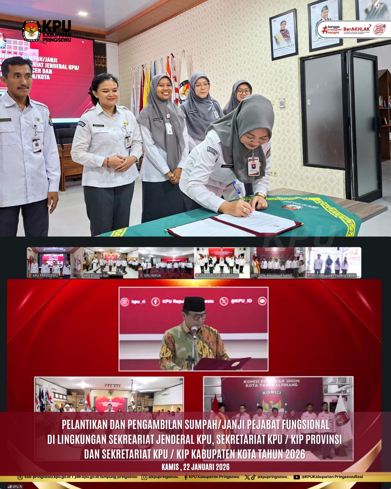 Pelantikan dan Pengambilan Sumpah/Janji Pejabat Fungsional di KPUPringsewu